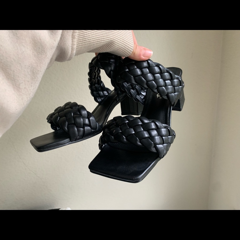 Braided Square-Toe Block Heels